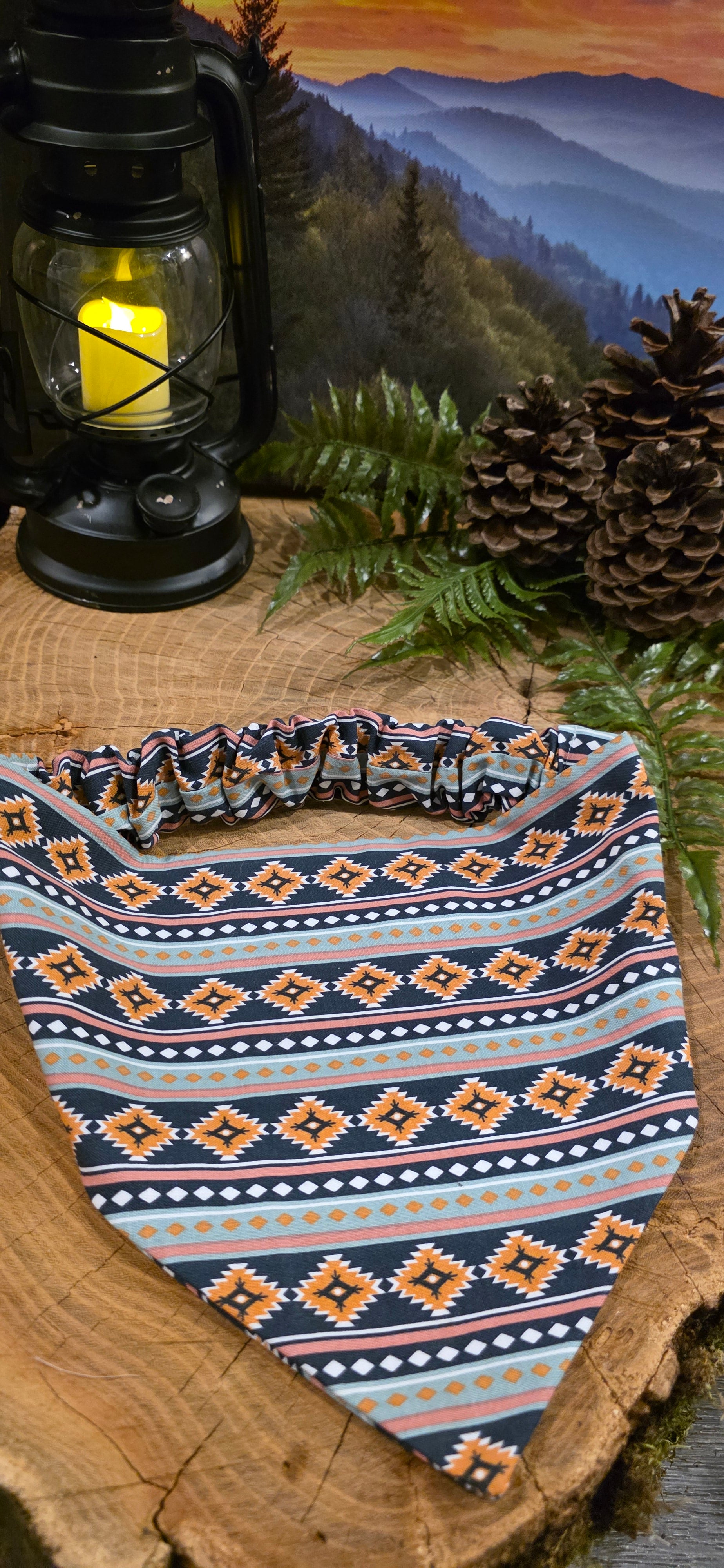 Turquoise & Pink Aztec Bandana