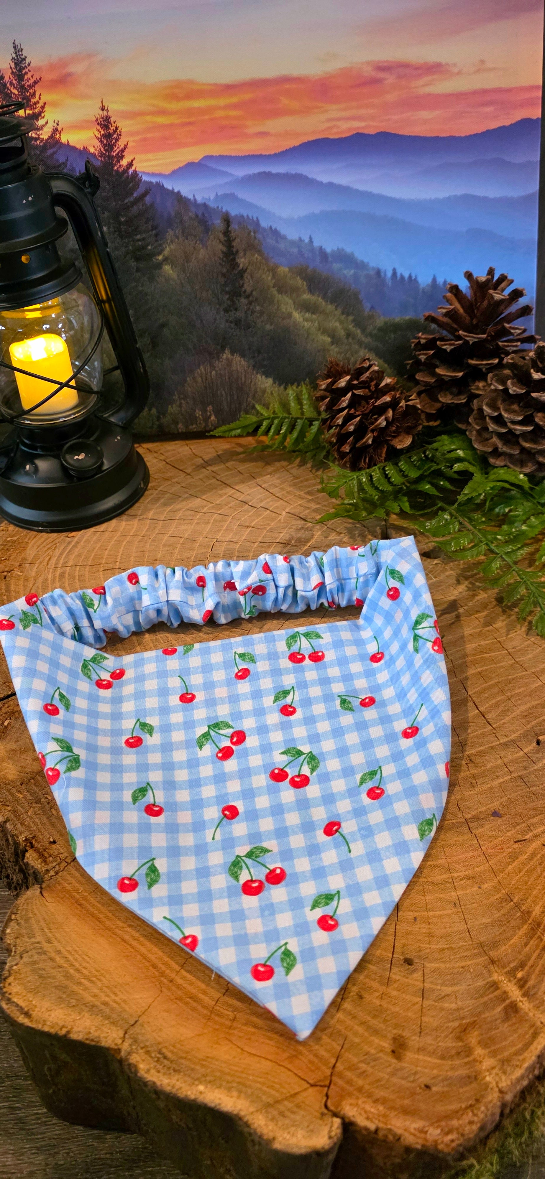 Gingham Cherry Bandana