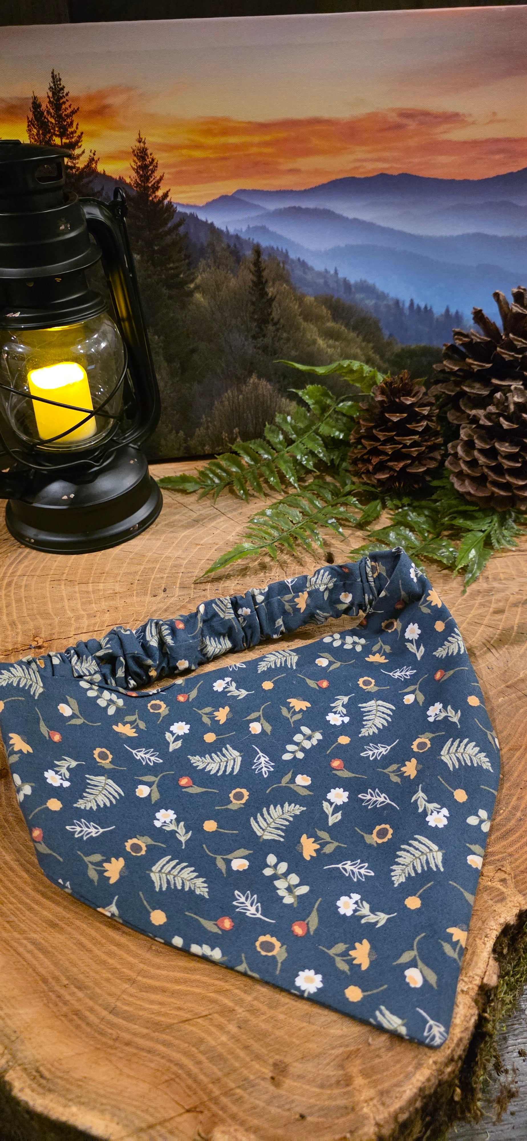 Navy Floral Bandana