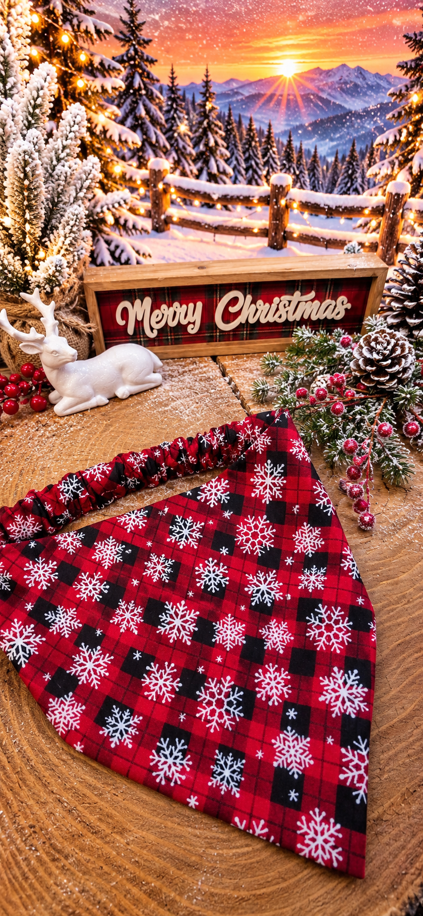 Snowflake Plaid Bandana