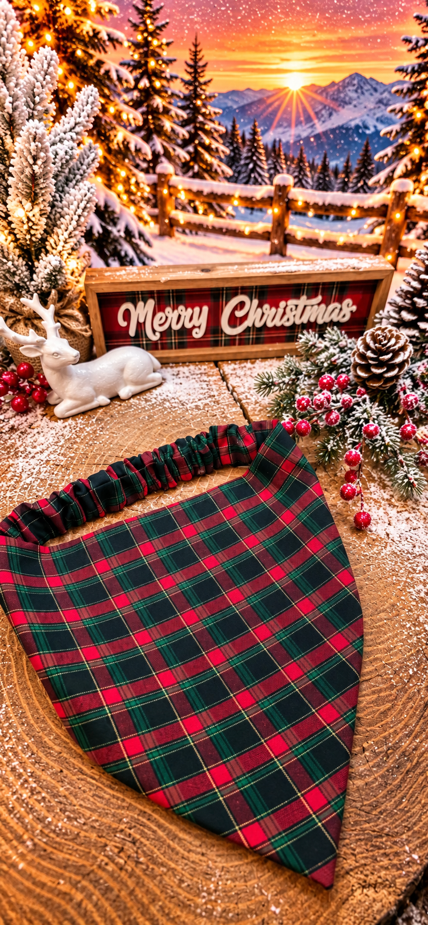 Black and Red Plaid Christmas Bandana