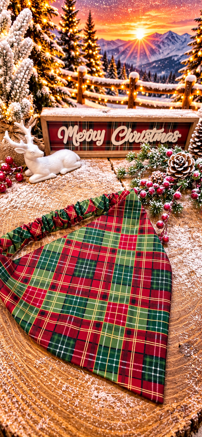 Red and Green Christmas Plaid Bandana
