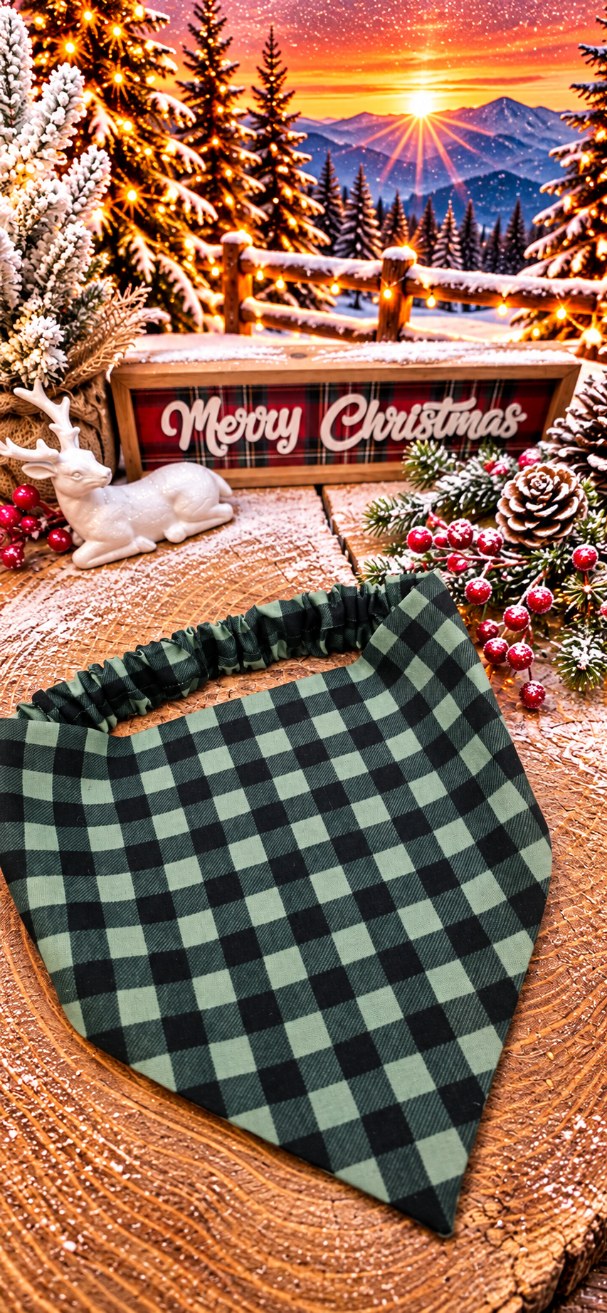 Green and Black Plaid Bandana