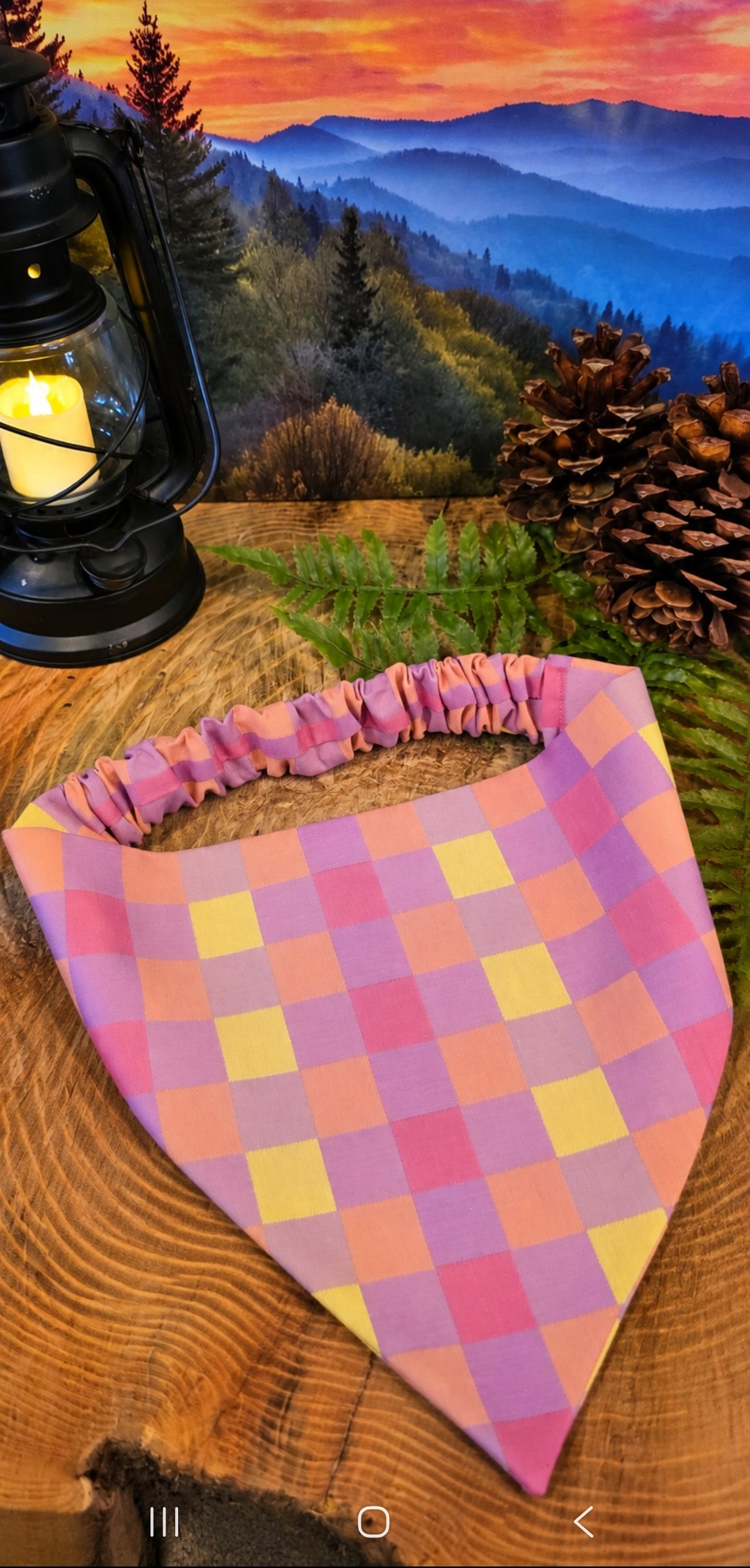 Pink and Yellow Checkers Bandana